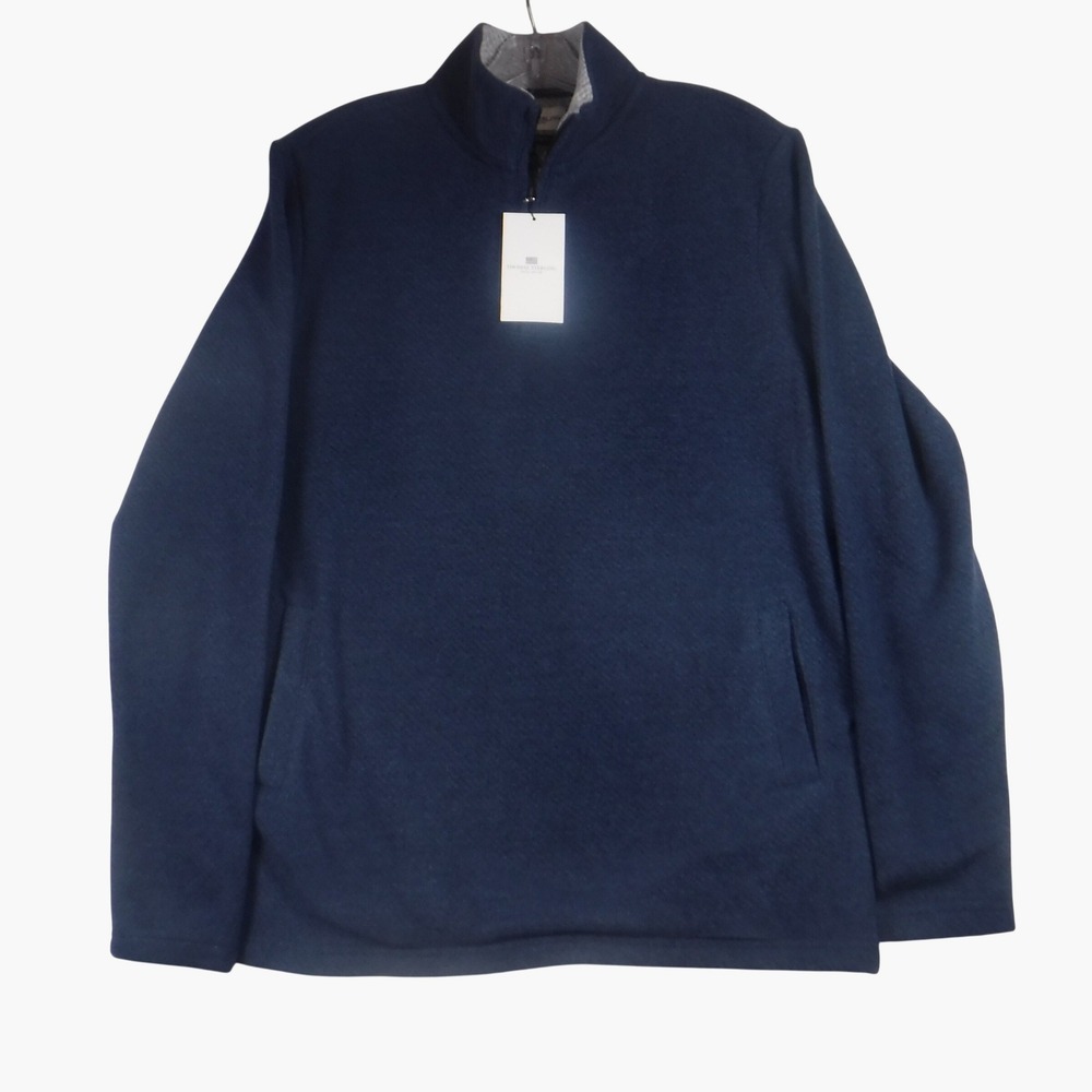 Thomas Sterling Mens Performance Stretch 1/4 Zip Pullover Navy Heather Sweater